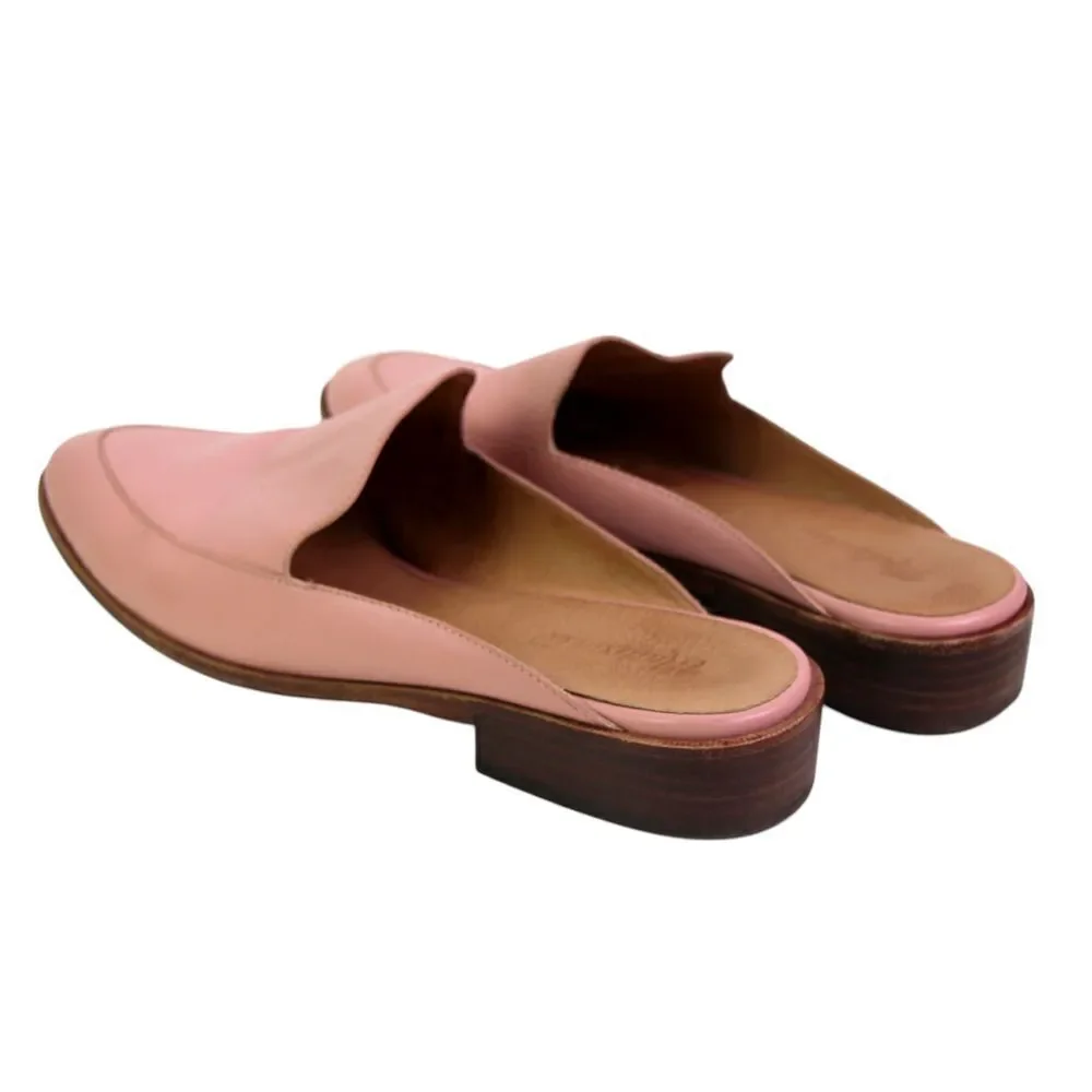Madewell PINK GENUINE LEATHER LOW HEEL ALMOND TOE SANDALS MULES SHOES Sz 9.5